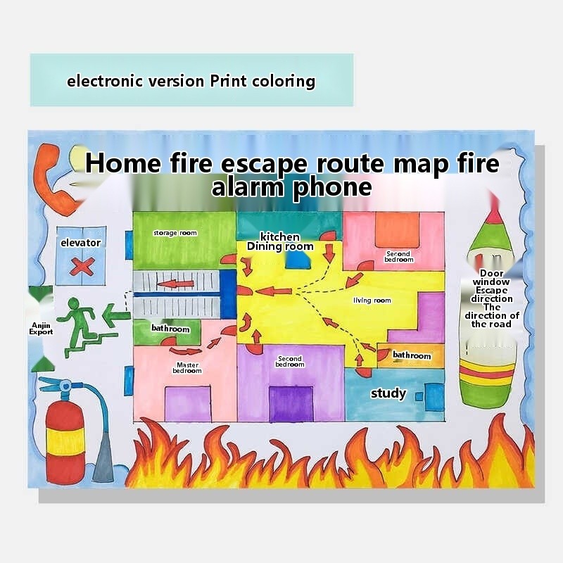 312 Home Escape Route Map Fire Emergency Safety Education Theme ...