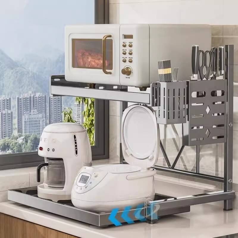 COD Kitchen Microwave Countertop Multi-Functional Adjustable Pull-Out ...