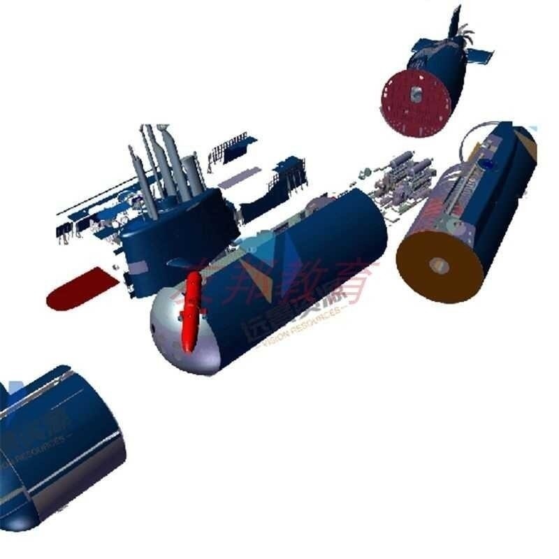 Elaborate nuclear model design on SolidWorks format, submarine 3 D ...