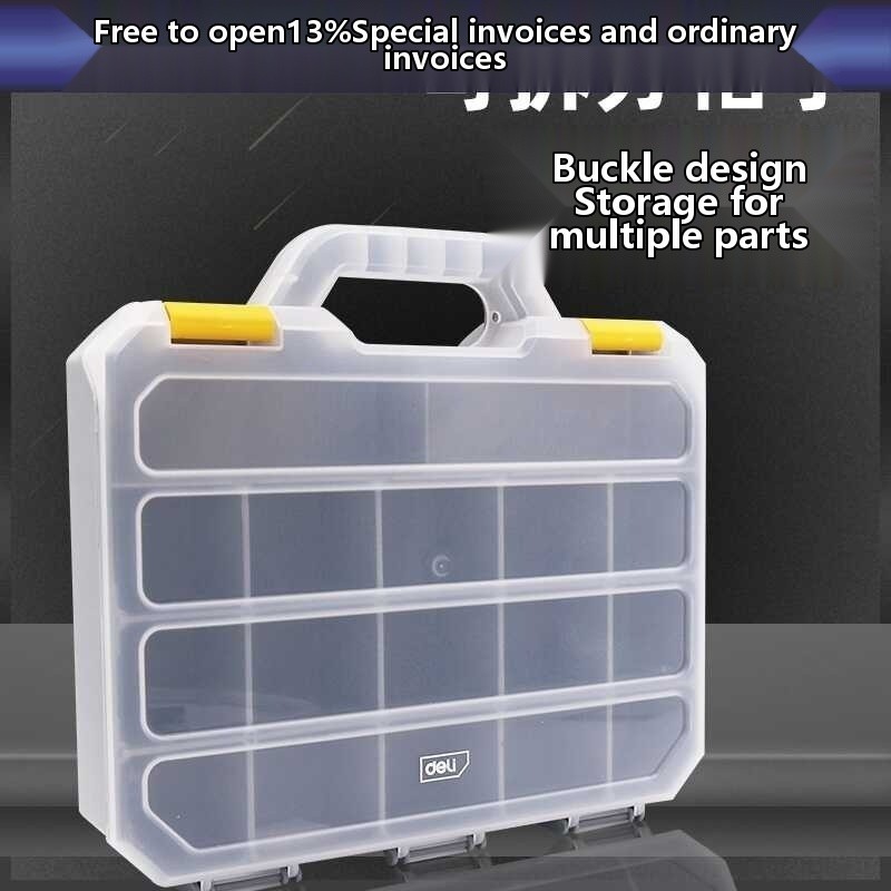 Deli Tool Transparent Plastic Parts Box Multi Grid with Lid Storage ...