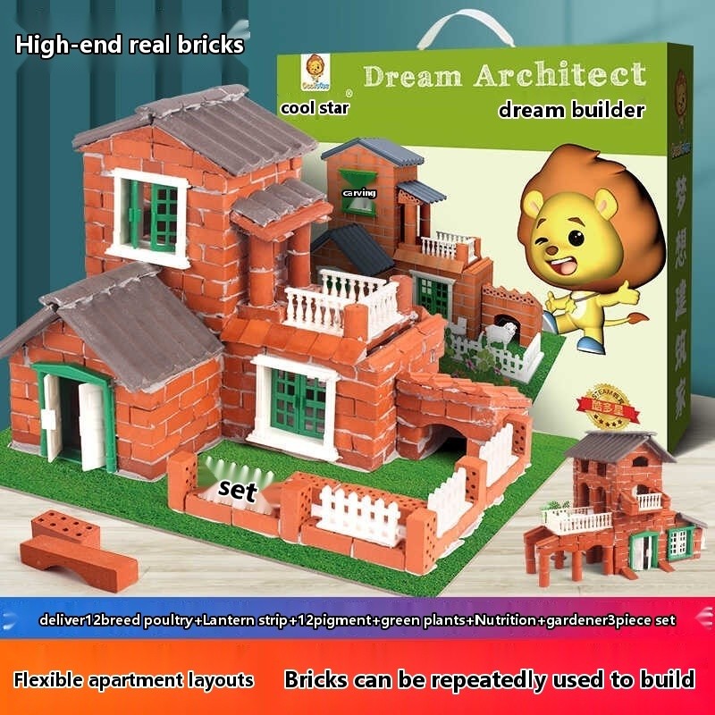 High end clay, real bricks, bricklayers, building houses, children's ...