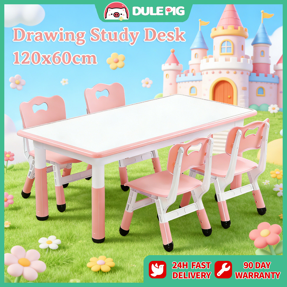 Height Adjustable Drawing Study Table for Kids 120x60CM with Chair ...
