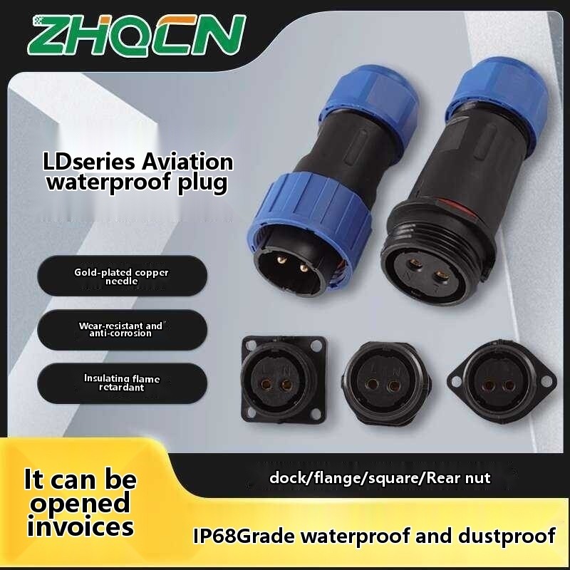 ZHQCN LD Waterproof IP68 Solder-Free 32A Aviation Plug Socket 2-Pin 3 ...