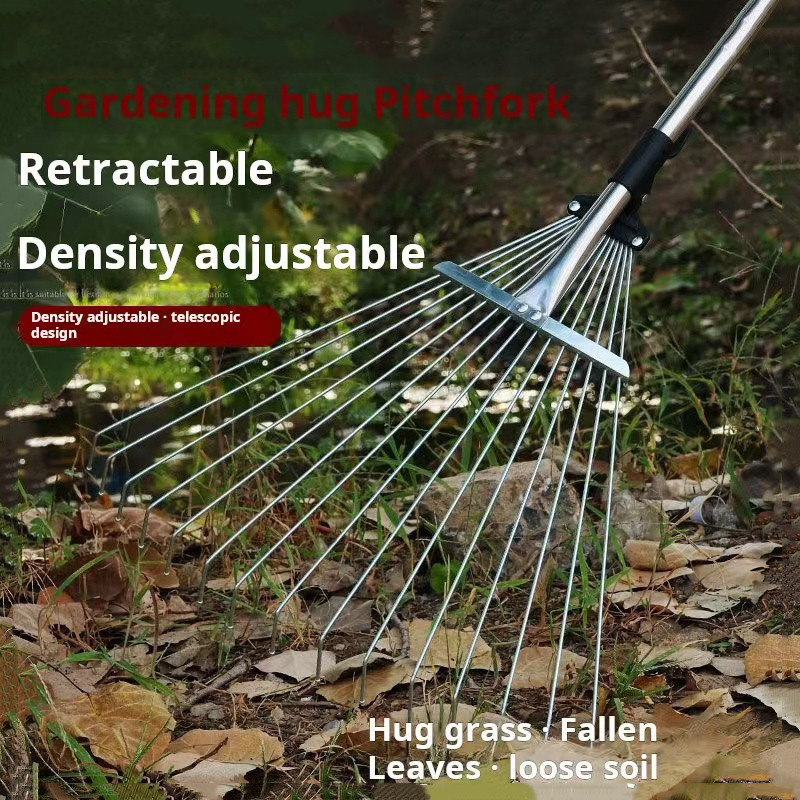 Adjustable Grass Rake Garden Lawn Grass Rake Leaf Rake 9Teeth ...