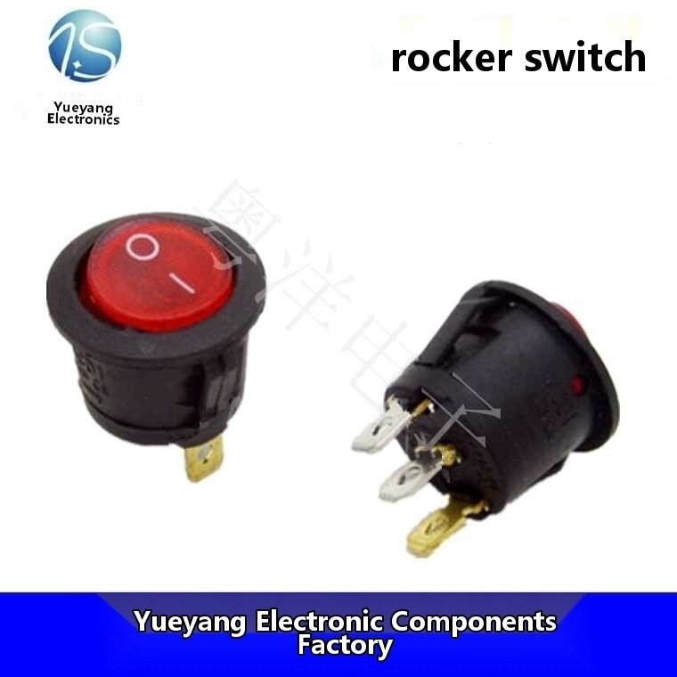 Ship ship shaped circular rocker power switch, red button, 2-pin 6A ...
