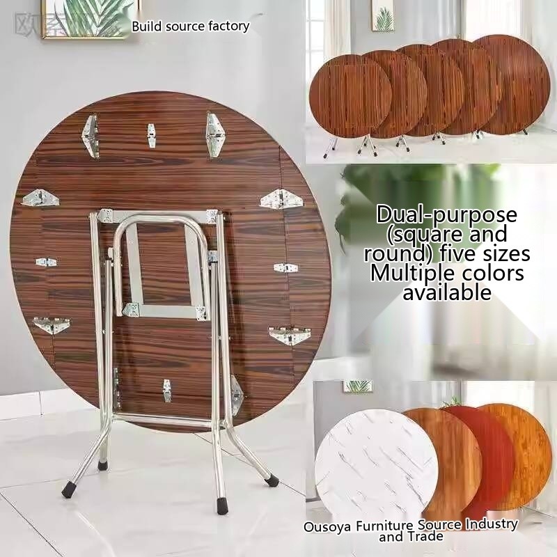 Round Simple Folding Dining Table Square Table Solid Wood Dining Table ...