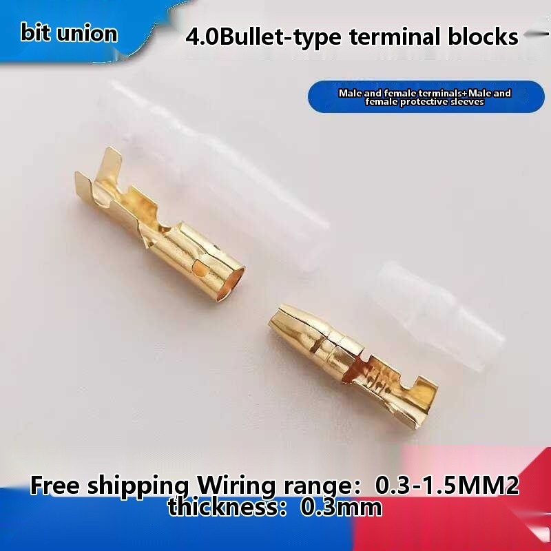 Bullet Type 4.0 Male Female Docking Terminal Electrical Wire Brass Plug ...