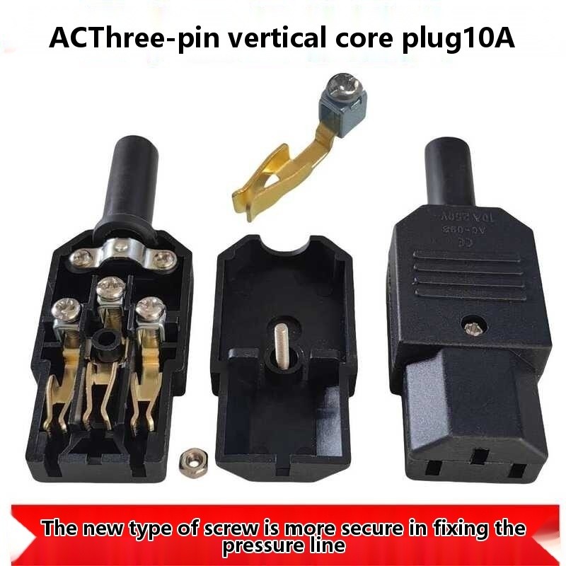 Pin shaped plug, high-power three core AC power socket, DIY male and ...