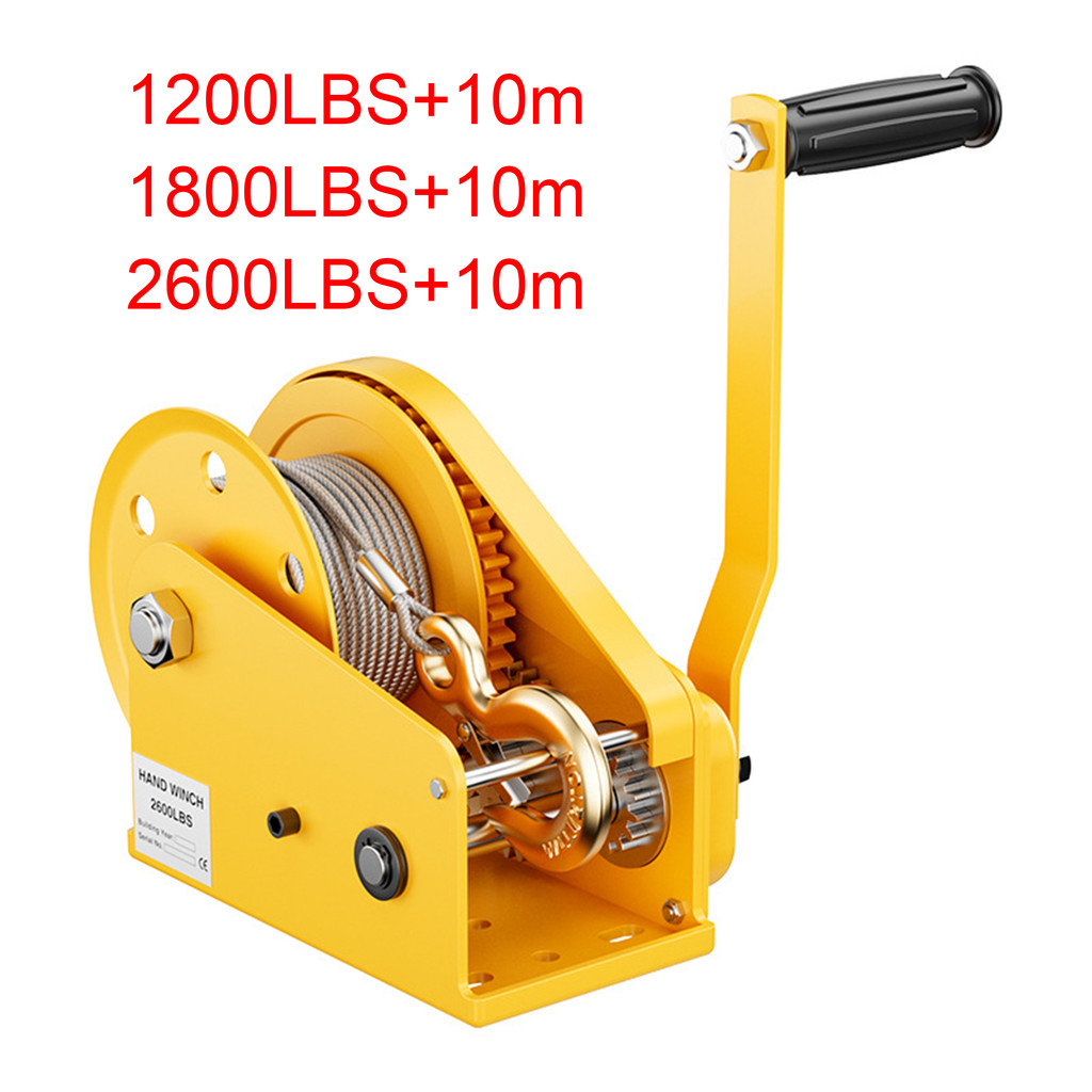 1200/1800/2600LBS Manual Winch Hand Crank Winch Automatic Brake Ratchet ...
