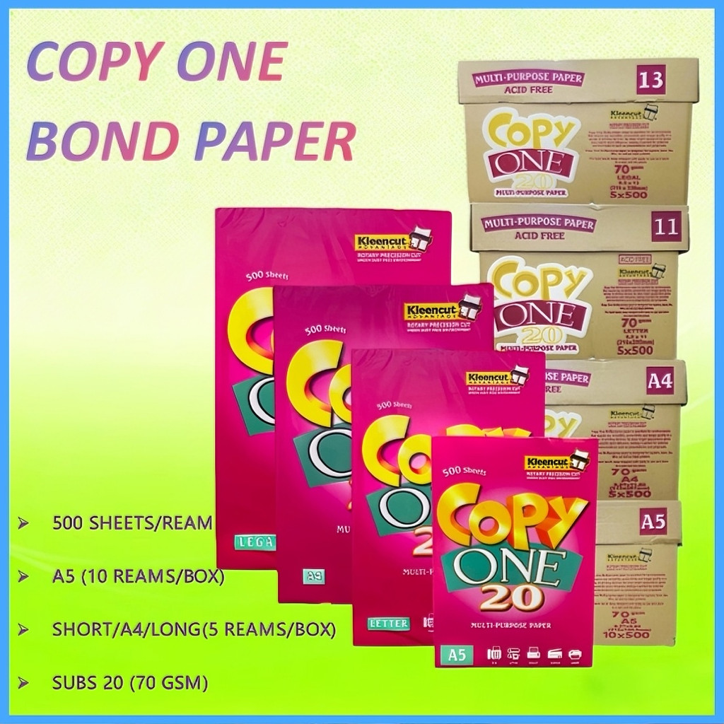 Copy One Bond Paper 70gsm Substance 24 Per Ream 500 Sheets 5 Reams 1 ...