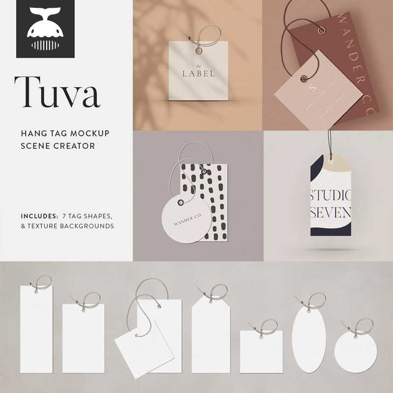 Maliliit na ng sining, damit tags, label, rendering display, PSD ...