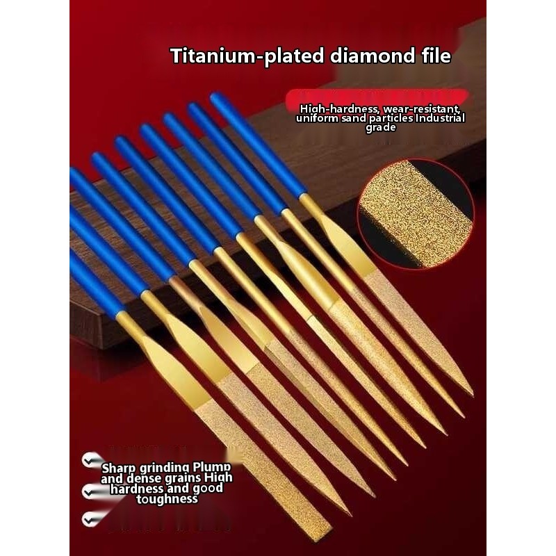 ☺ German File Diamond Small Grinding Metal Titanium Coated Assorted ...