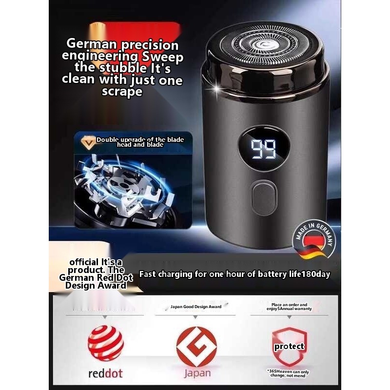 German Precision Small Power Shaver Digital Display Electric Men's ...