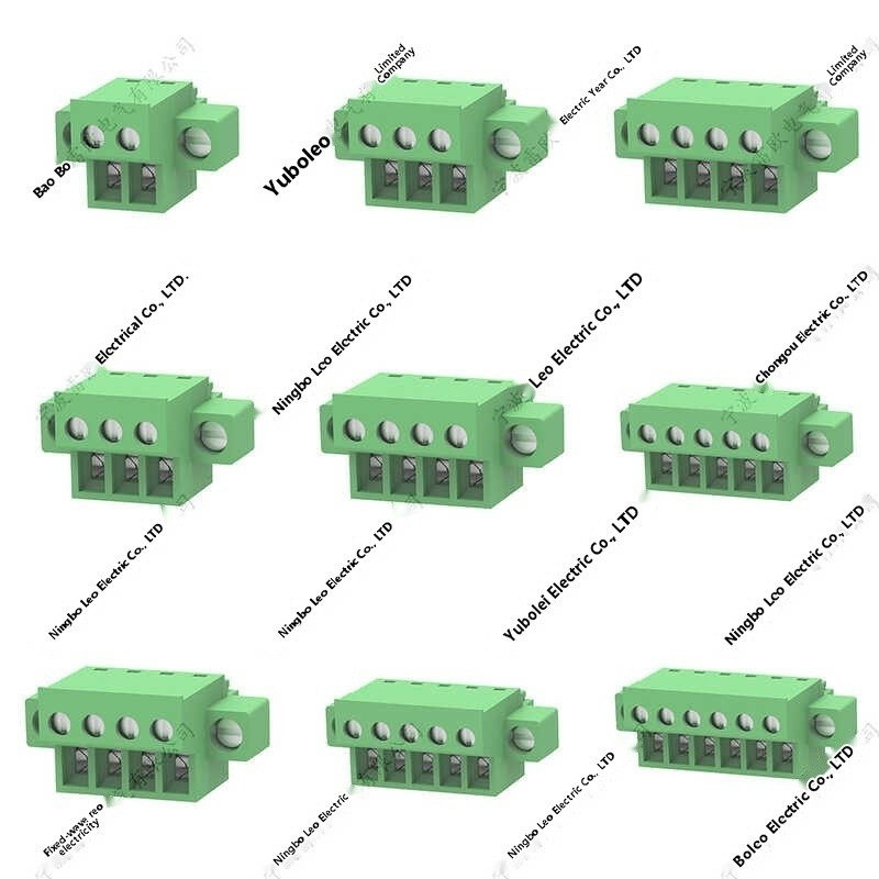 PCB plug-in terminal block screw with male and female mating, ear strap ...