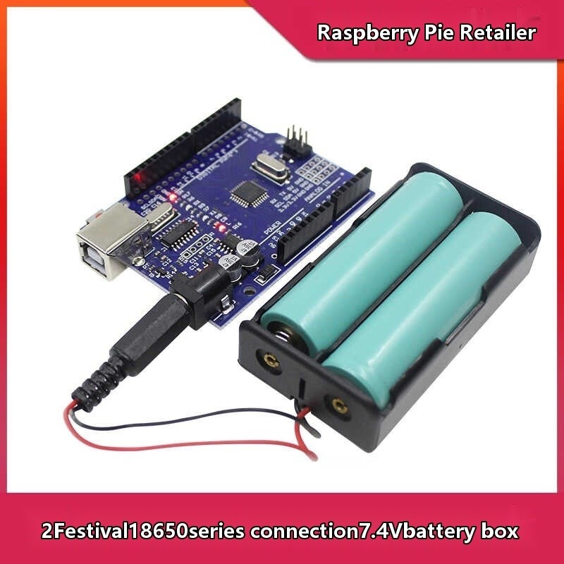 Two 18650 series 7.4V battery pack charger Arduino UNO R3 portable ...