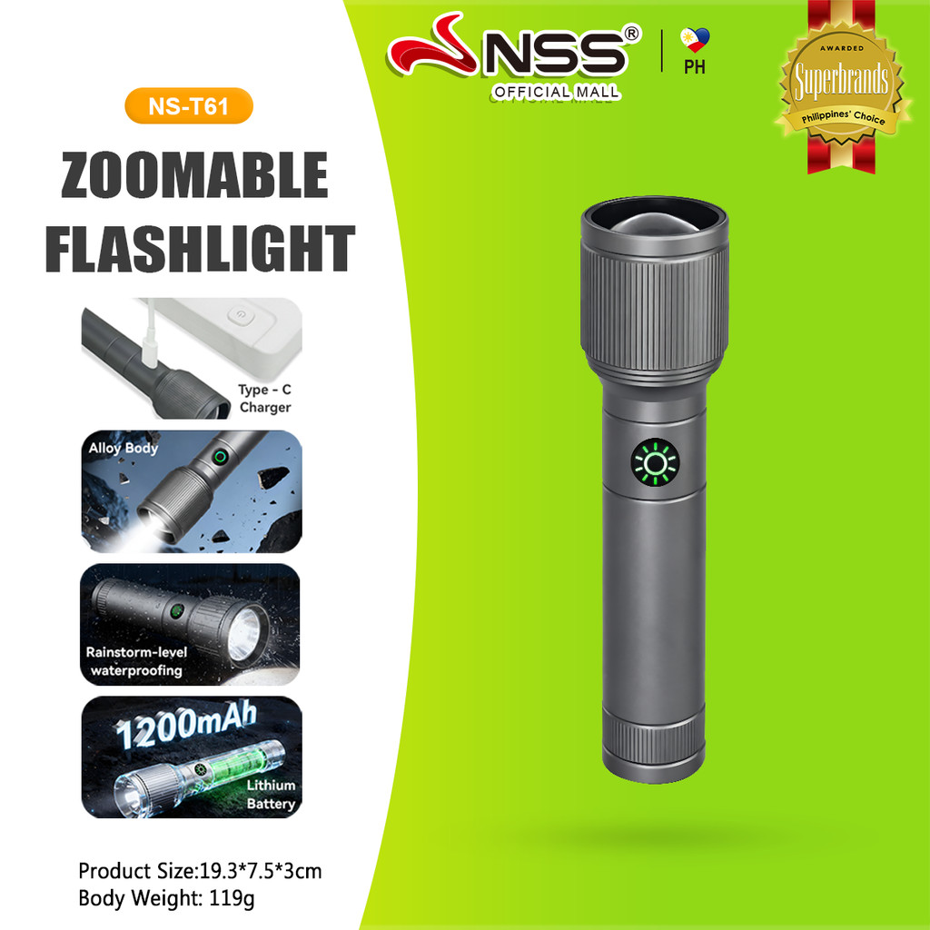 NSS Portable Telescopic Zoomable LED Flashlight 50W Waterproof Camping ...