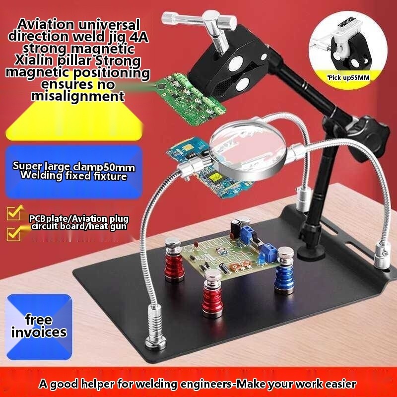Universal PCB Holder With 6 Magnetic Pins – Circuit Board Clamp Fixture For Soldering & Repair