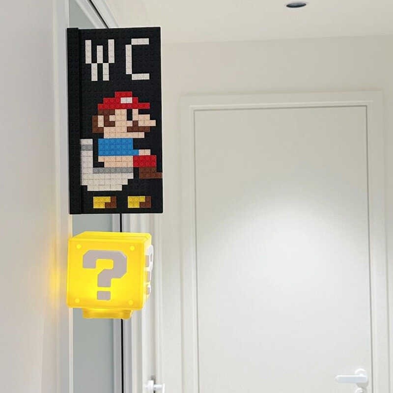 Mario toilet signs, directional signs, WC building blocks, door numbers ...