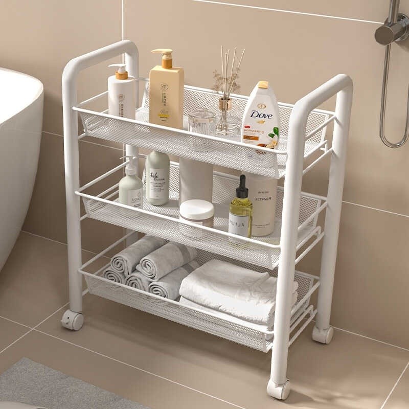Bathroom trolley storage movable layered rack, shower and bathroom ...