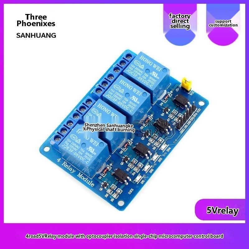 4-channel 5V relay module with optocoupler isolation microcontroller ...