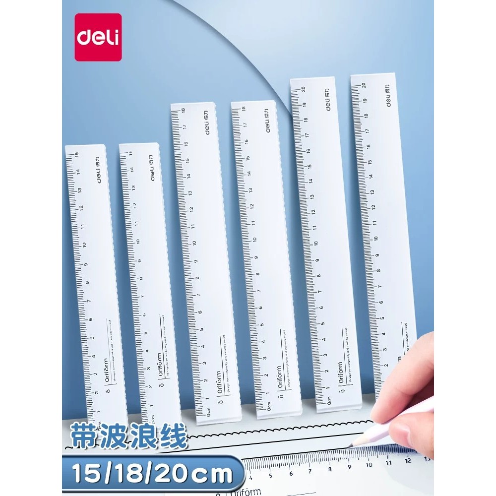 Deli transparent ruler with wavy lines, special soft ruler for first ...