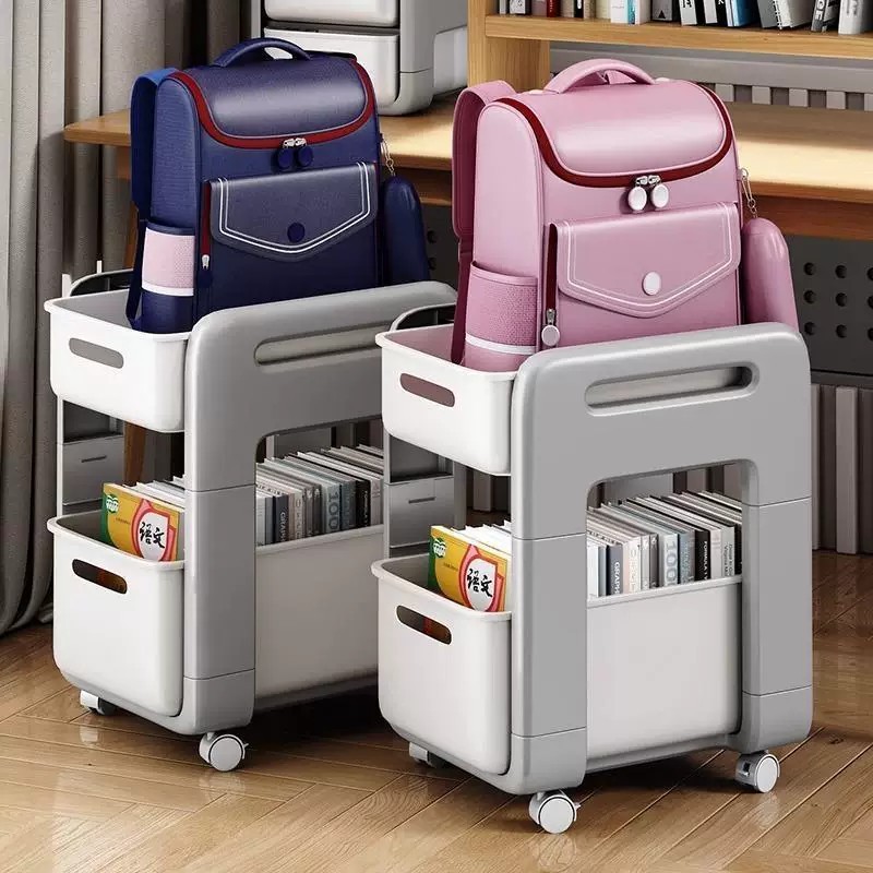 Japanese Seiko schoolbag storage rack, mobile trolley, book storage ...
