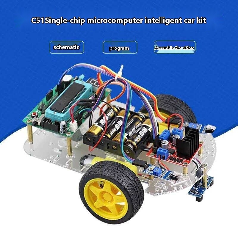 C51 Microcontroller Development Board Smart Car Robot Two-Wheel Drive ...