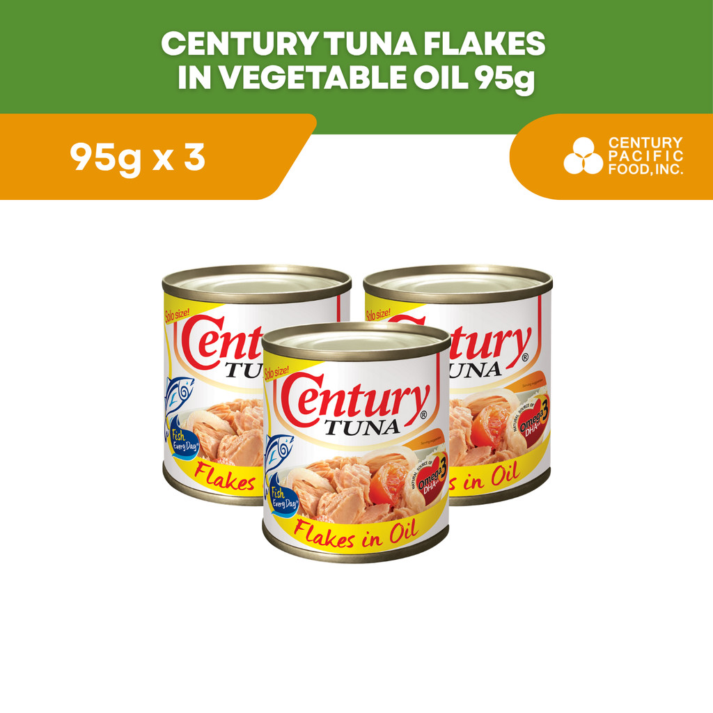 Century Tuna Flakes in Vegetable Oil 95g (Pack of 3pcs) - Protein ...