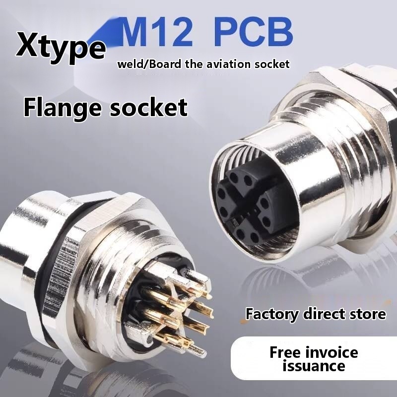 /COD/ M12 X-type connector 8-pin A-type flange socket X-coded fixed ...