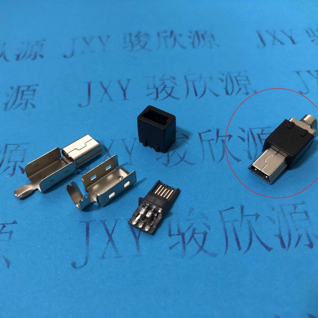 5P MINI USB Plug, Mini Male 4-Piece Set, Mini Male Plug with Outer ...