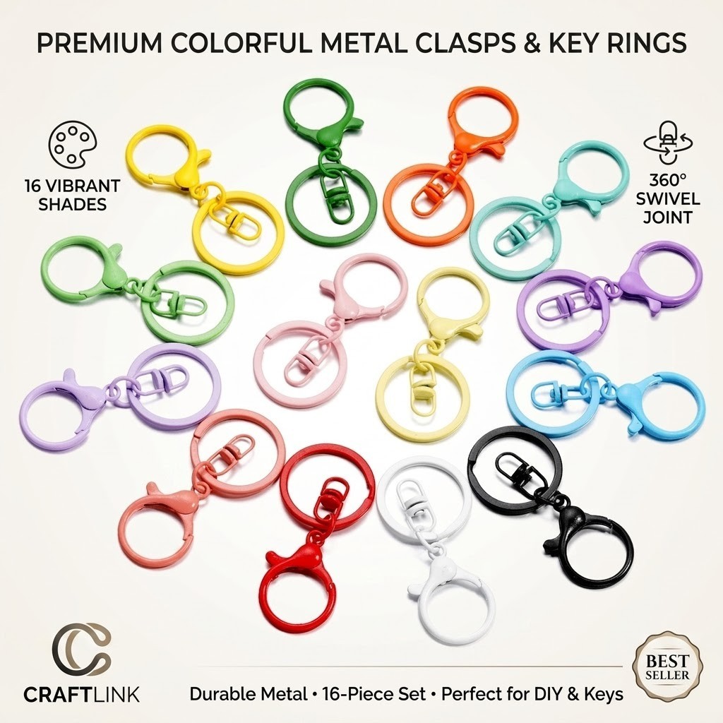 Colorful Lobster Clasp 3-Piece Set - Figure 8 Chain Key Ring for DIY ...
