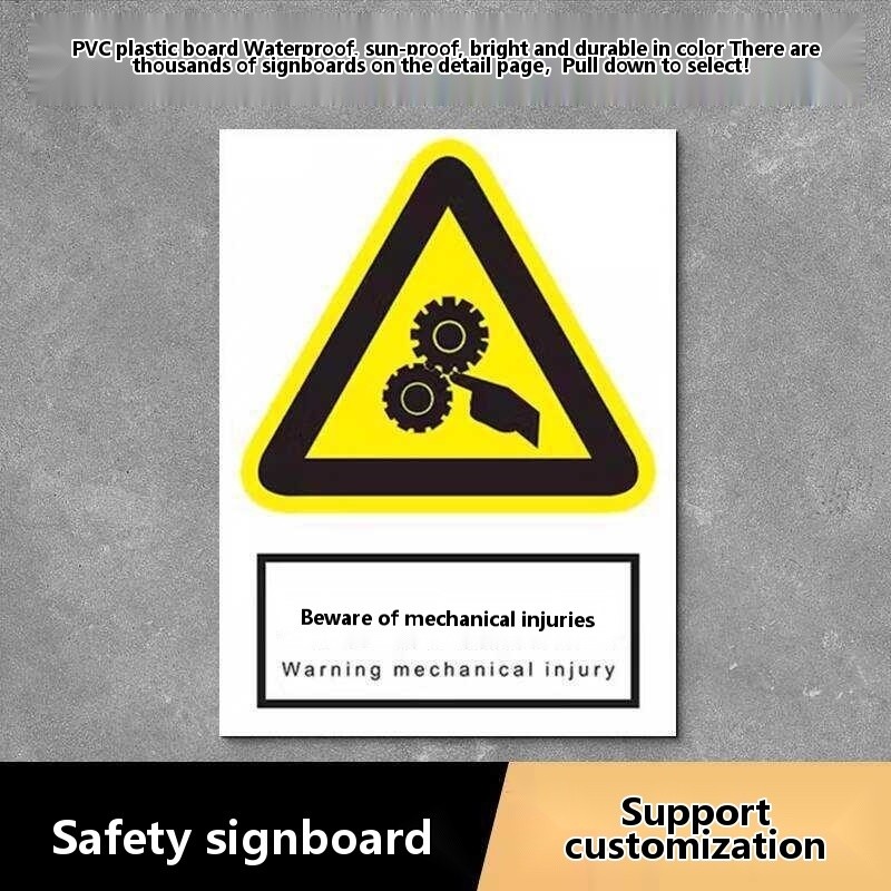 Beware of Mechanical Injury Safety Warning Notice Indicator Fire Sign ...