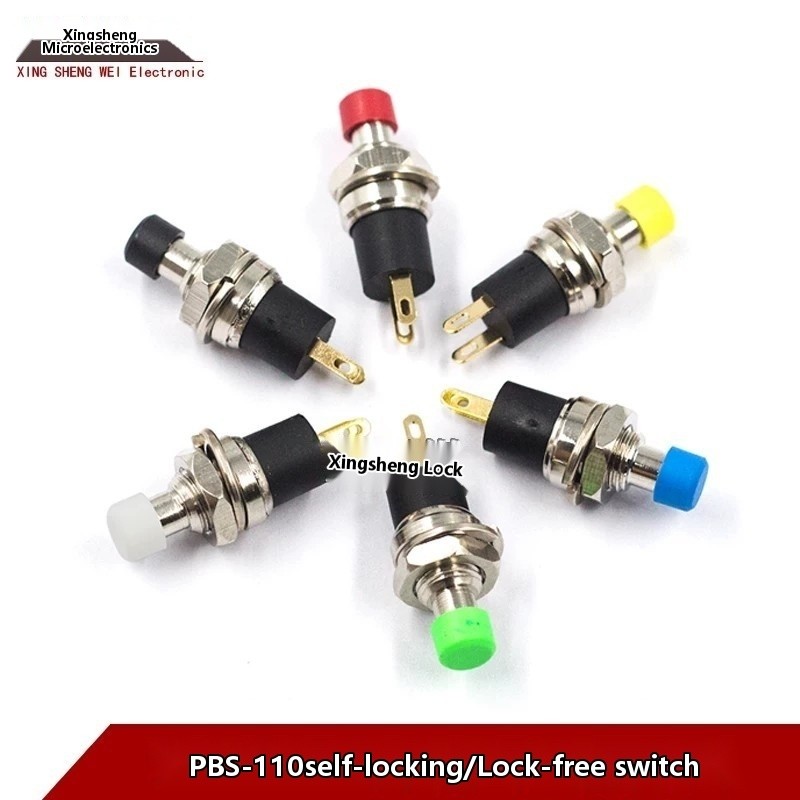 PB05A/B PBS-110 self-locking switch, 7mm hole, small button with self ...