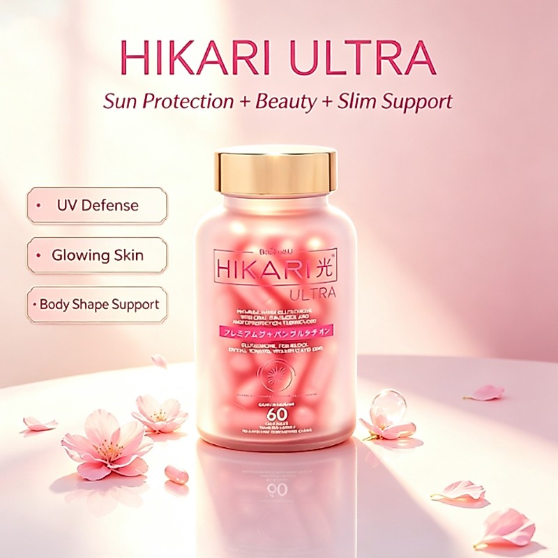 Hikari Ultra Glutathione Capsules 3in1 UV Defense Bright Skin Body Shape Support 60 Vegetable Caps