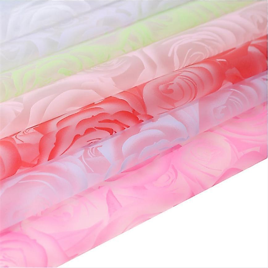 20 Sheets KOREAN ROSE PRINT TRANSPARENT WRAPPER FLOWER PLASTIC BOUQUET ...