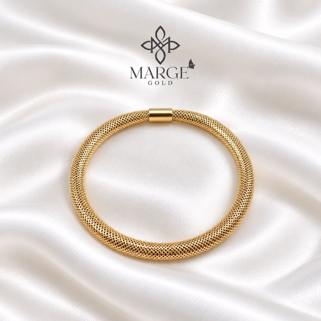 MARGEGOLD ItalyGold Mesh Bangle/Bracelet| 18K Japan Gold (Pawnable ...