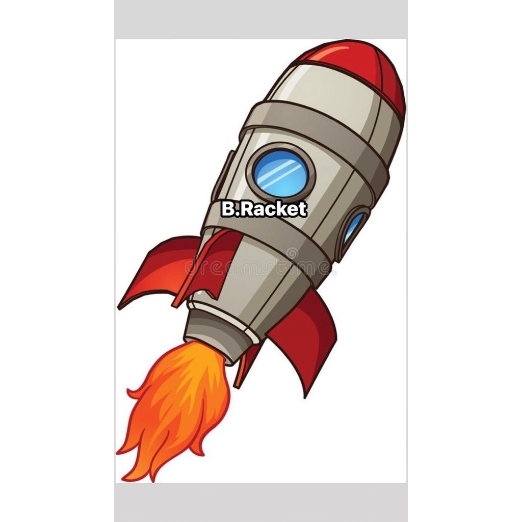 Cartoon Rocket Ship Illustration Vector Graphic Red Silver Space Design ...