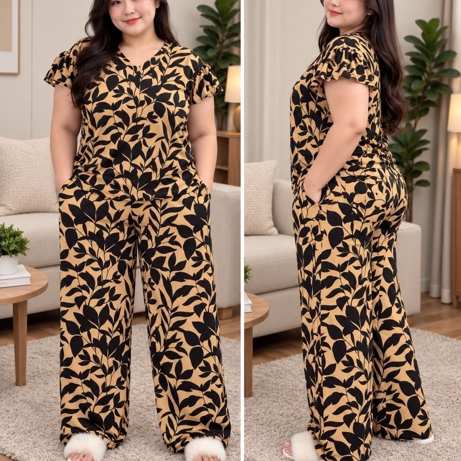 Vneck Ruffles Terno Pants Fit Medium to Xl Bodyframe | Shopee Philippines