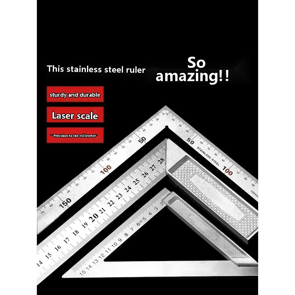 COD/Stainless steel angle ruler, horizontal right angle ruler, 90 ...