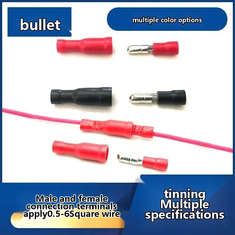 Tubular bullet-shaped connector wire connector mating plug cold-pressed ...