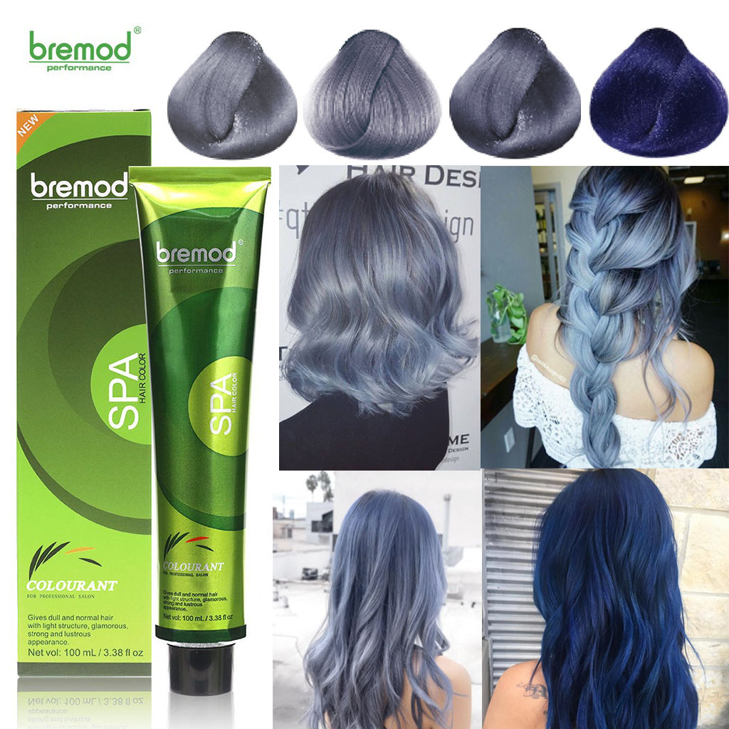Bremod Hair Color (BLUE) 100ml METALLIC GRAY ASH GREY BLUE Multi-color ...