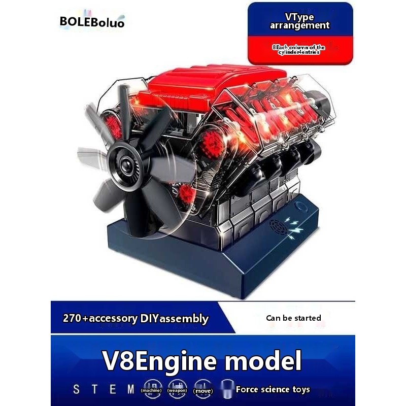 V8 Car Engine Model Can Start DIY Assembly Steam Science Experiment ...