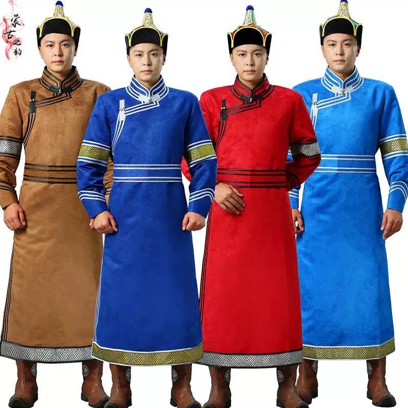Mongolian men's long robe, ethnic style dance performance costume ...