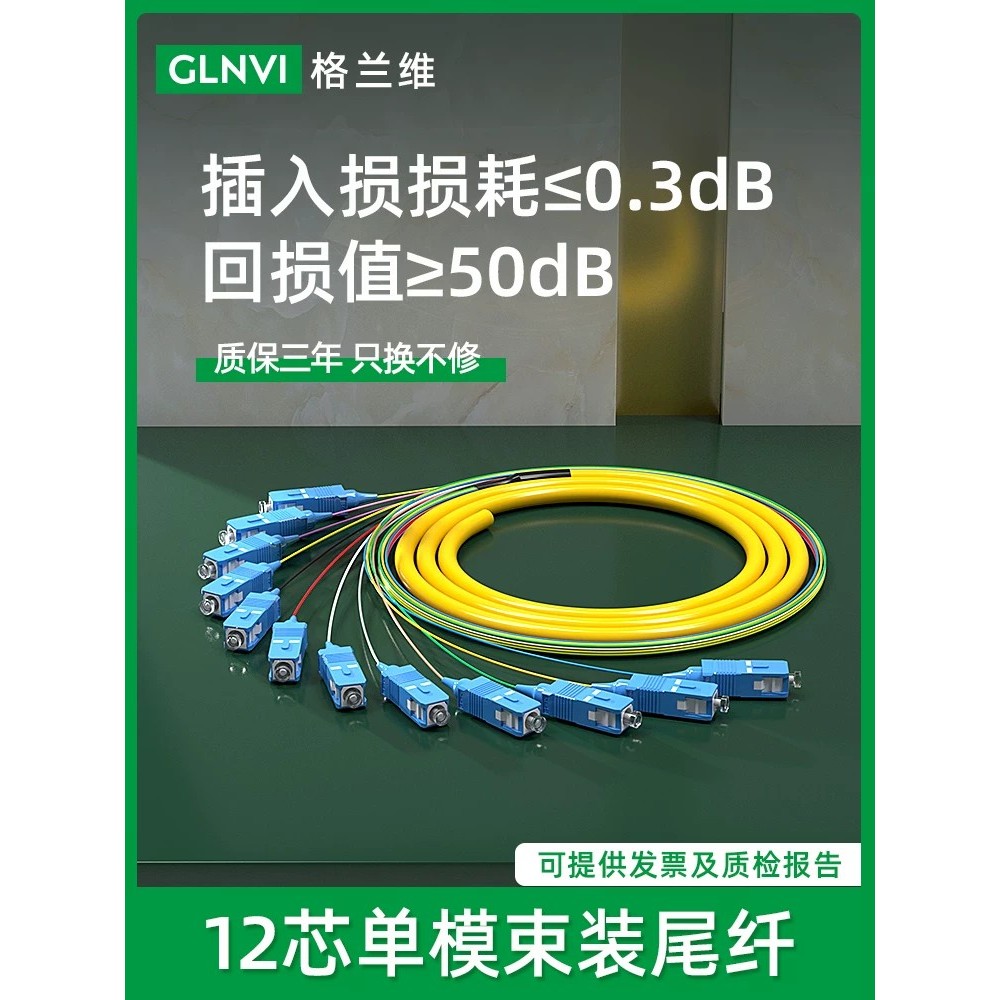 Granway 12-core square-head bundled pigtail SC/LC/FC fiber optic cable ...