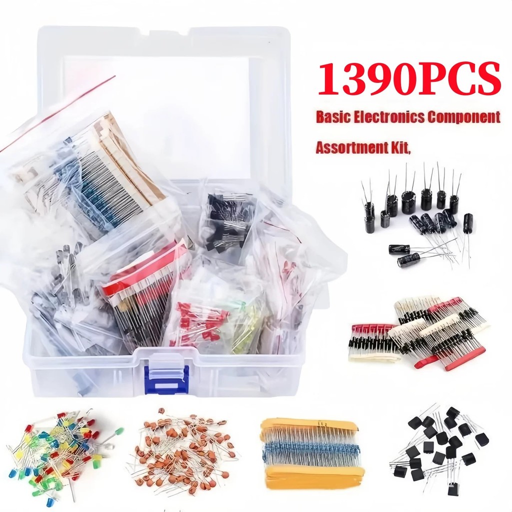 COD/ 1390pcs 6 types of component packs: resistor pack, electrolytic ...