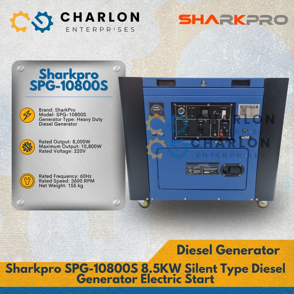 Sharkpro SPG-10800S 8.5KW Silent Type Diesel Generator Electric Start ...