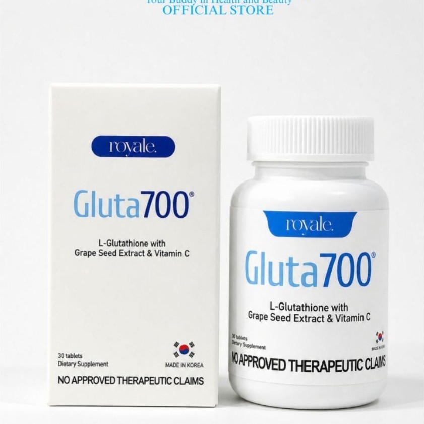 l glutathione power 700 NEW ROYALE L-Gluta 700mg with grapeseed vitamin c and vitamin e 30capsules GHK-Cu · Luxpeptide Size:Pack of 10 ALL_PRODUCTS