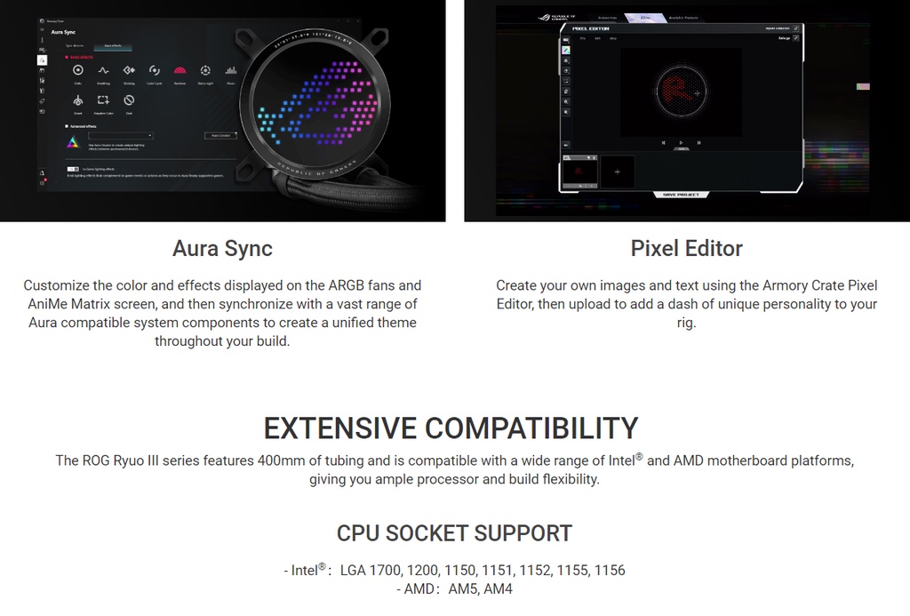 Asus ROG RYUO III 360 ARGB Black/White AIO Liquid CPU Cooler w/ Asetek ...