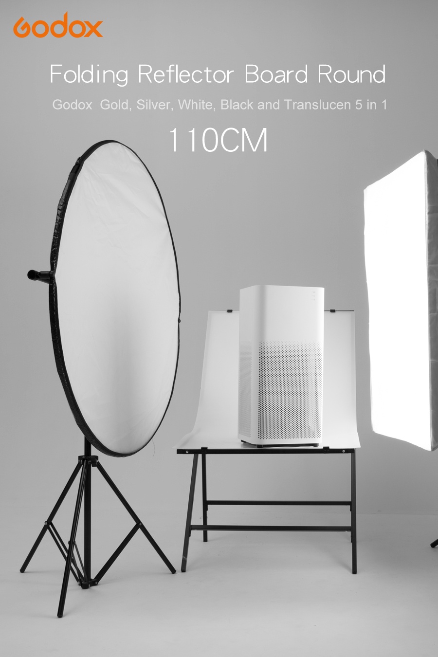 5 in 1 Reflector Photography 60/80/110CM Portable Light Diffuser Round