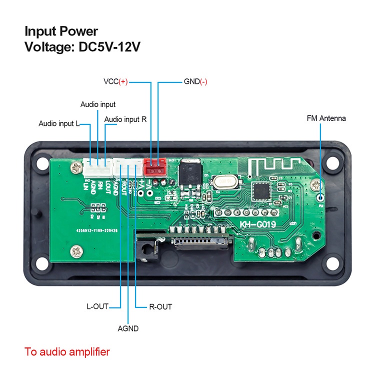 12V Bluetooth 5.0 Car Audio Decoder MP3 Module Audio Speaker Board ...